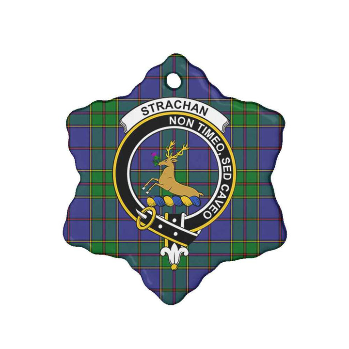 Scottish Strachan Clan Crest Tartan Ceramic Ornament Snow Flake Shape Tartan Plaid