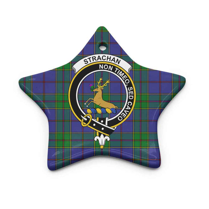Scottish Strachan Clan Crest Tartan Ceramic Ornament Star Shape Tartan Plaid