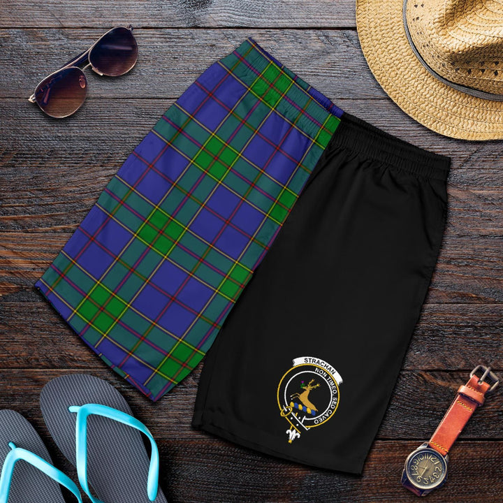 Scottish Strachan Clan Crest Tartan Half of Me Men's Shorts