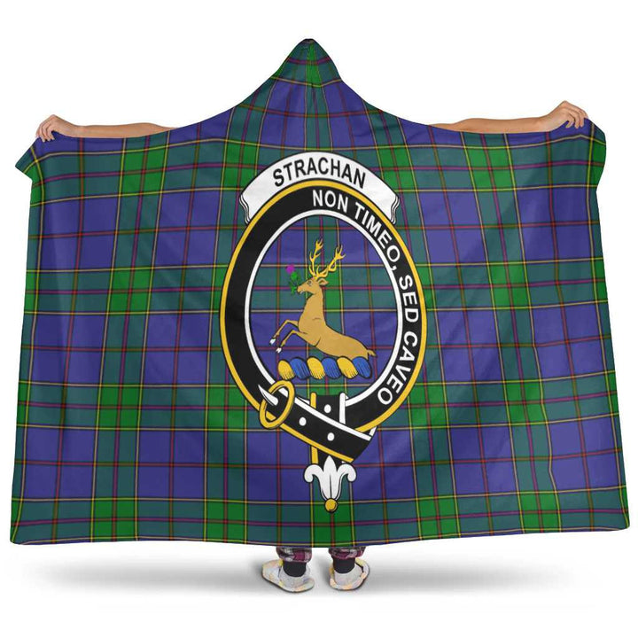 Scottish Strachan Clan Crest Tartan Hooded Blanket Tartan Plaid 1