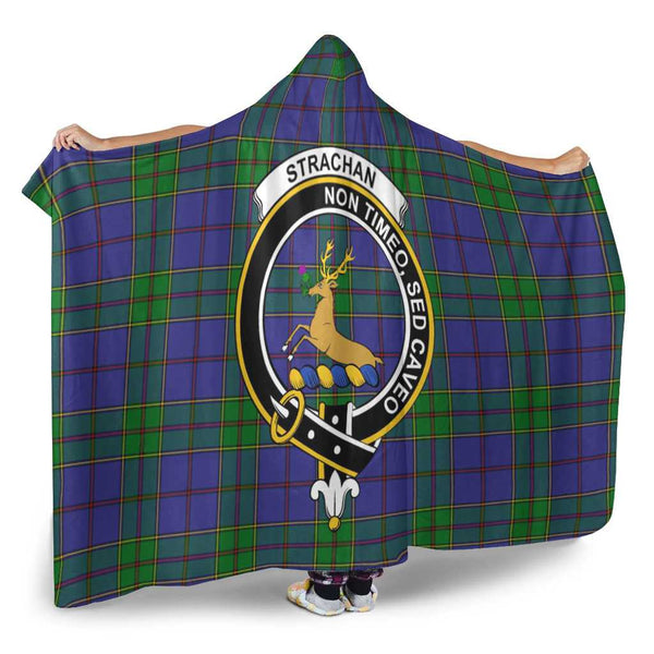 Scottish Strachan Clan Crest Tartan Hooded Blanket Tartan Plaid 2