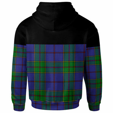 Scottish Strachan Clan Crest Tartan Hoodie - Horizontal Style Back Side Tartan Plaid