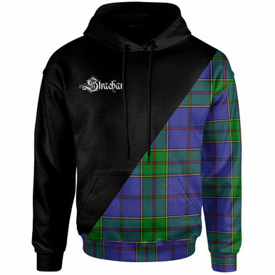 Scottish Strachan Clan Crest Tartan Hoodie - Military Logo Front Side Tartan Plaid