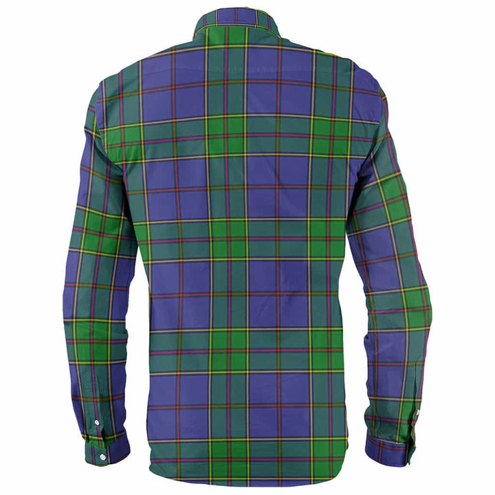 Scottish Strachan Clan Crest Tartan Long Sleeve Shirt Back Side Tartan Plaid