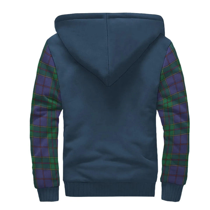 Scottish Strachan Clan Crest Tartan Plaid Sleeve Sherpa Hoodie