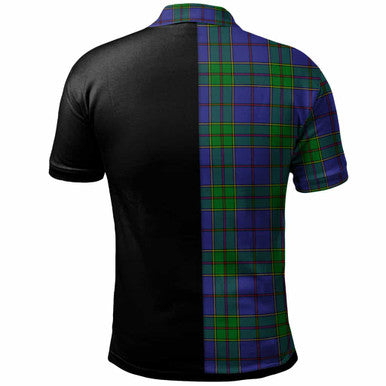 Scottish Strachan Clan Crest Tartan Polo Shirt - Half in Me Back Side Tartan Plaid