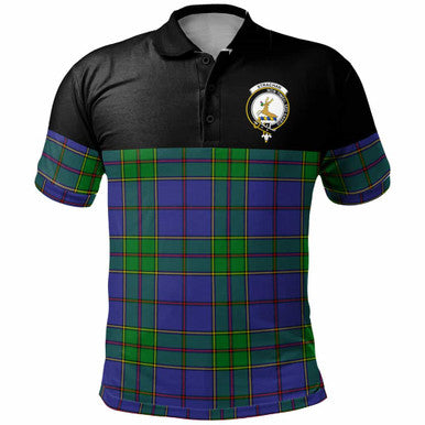 Scottish Strachan Clan Crest Tartan Polo Shirt - Horizontal Style Front Side Tartan Plaid