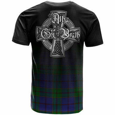 Scottish Strachan Clan Crest Tartan T-Shirt - Alba Gu Brath Family Crest Celtic Inspired Back Side Tartan Plaid