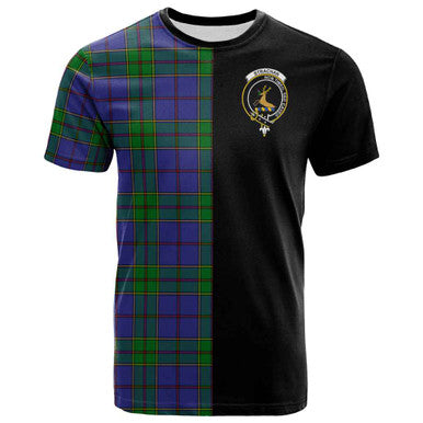 Scottish Strachan Clan Crest Tartan T-Shirt Half in Me Front Side Tartan Plaid