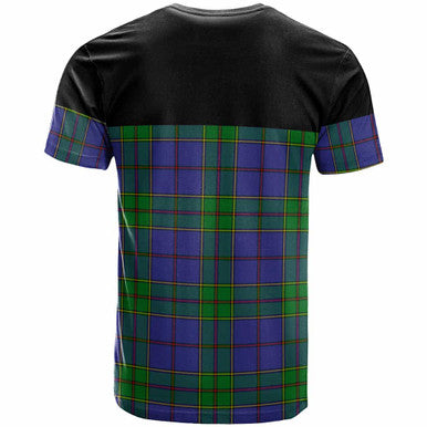 Scottish Strachan Clan Crest Tartan T-Shirt - Horizontal Style Back Side Tartan Plaid