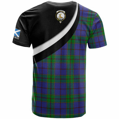 Scottish Strachan Clan Crest Tartan T-Shirt - Scotland Forever Style Back Side Tartan Plaid
