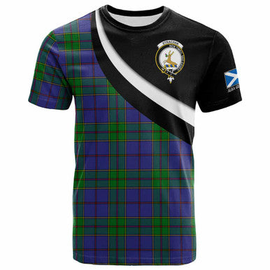 Scottish Strachan Clan Crest Tartan T-Shirt - Scotland Forever Style Front Side Tartan Plaid