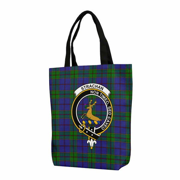 Scottish Strachan Clan Crest Tartan Canvas Bag With Shoulder Strap Tartan Plaid 1