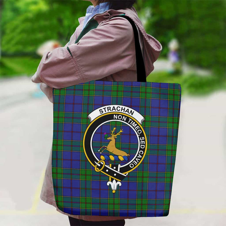 Scottish Strachan Clan Crest Tartan Canvas Bag With Shoulder Strap Tartan Plaid 2