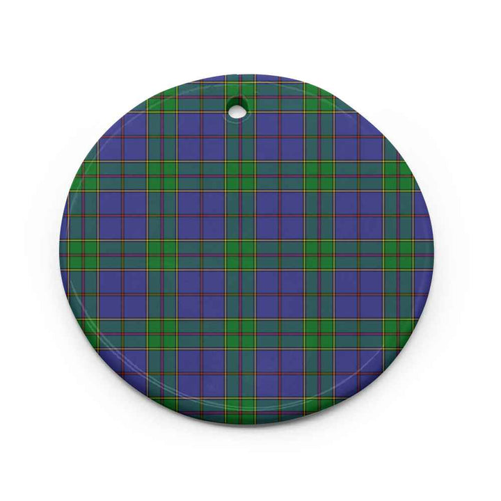 Scottish Strachan Clan Tartan Ceramic Ornament Circle Shape Tartan Plaid