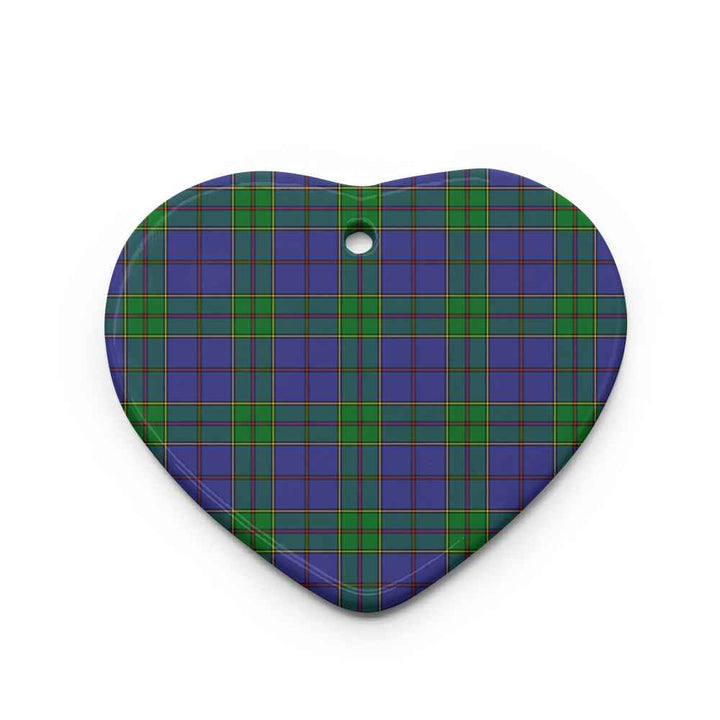 Scottish Strachan Clan Tartan Ceramic Ornament Heart Shape Tartan Plaid