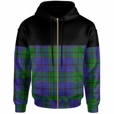 Scottish Strachan Clan Tartan Hoodie - Horizontal Style Zip Tartan Plaid