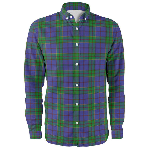 Scottish Strachan Clan Tartan Long Sleeve Shirt Front Side Tartan Plaid