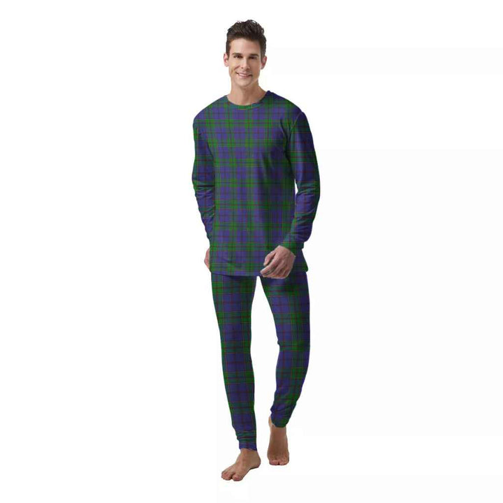 Scottish Strachan Clan Tartan Pajama Set  Men Front Side Tartan Plaid