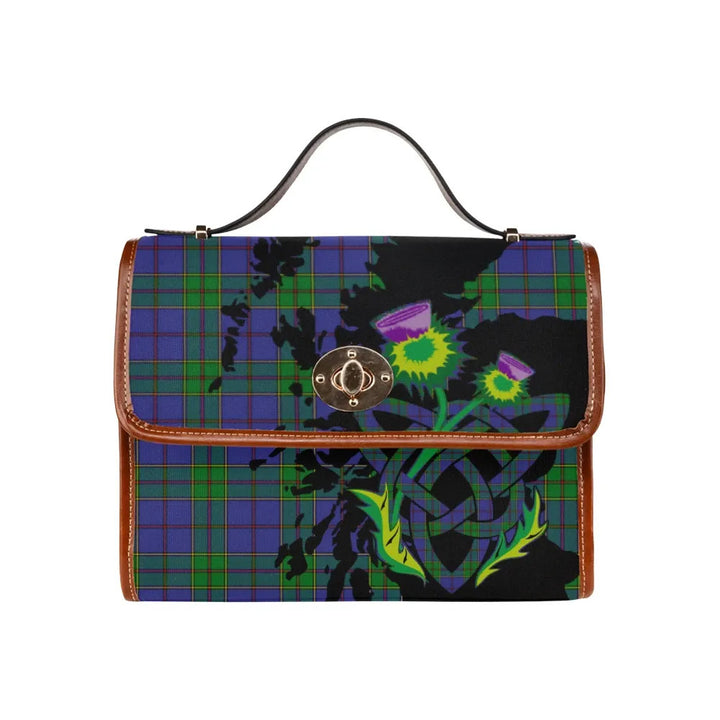Scottish Strachan Clan Tartan Waterproof Canvas Bag With Thistle Tartan Plaid 1