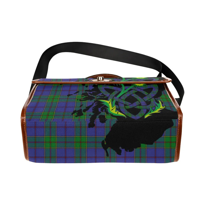 Scottish Strachan Clan Tartan Waterproof Canvas Bag With Thistle Tartan Plaid 5