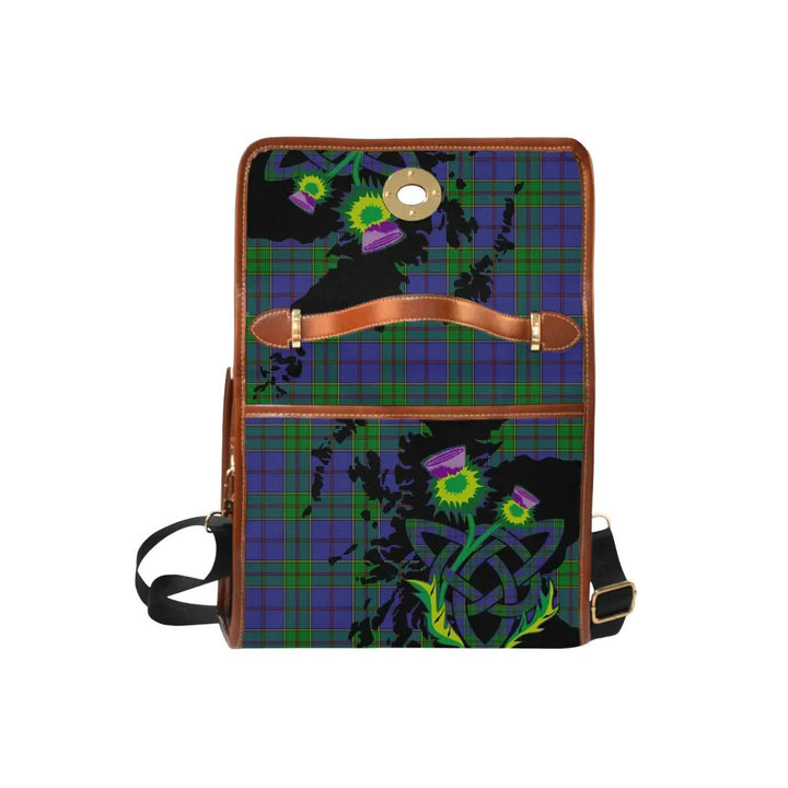 Scottish Strachan Clan Tartan Waterproof Canvas Bag With Thistle Tartan Plaid 6