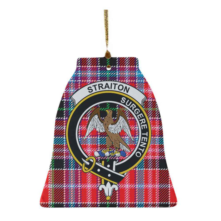 Scottish Straiton Clan Crest Tartan Ceramic Ornament Bell Shape Tartan Plaid
