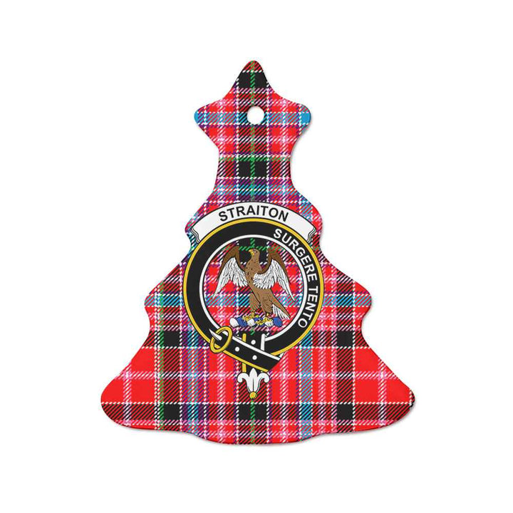 Scottish Straiton Clan Crest Tartan Ceramic Ornament Tree Shape Tartan Plaid