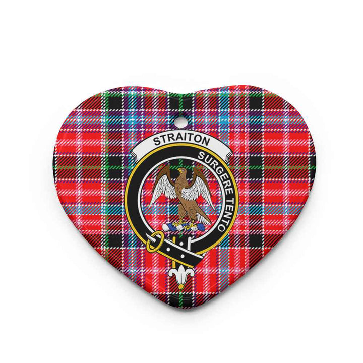 Scottish Straiton Clan Crest Tartan Ceramic Ornament Heart Shape Tartan Plaid