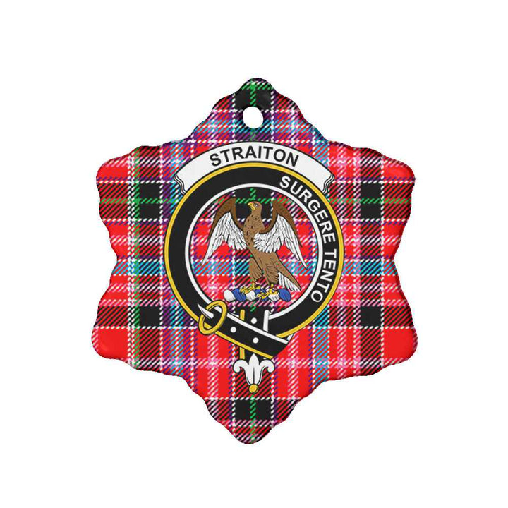 Scottish Straiton Clan Crest Tartan Ceramic Ornament Snow Flake Shape Tartan Plaid