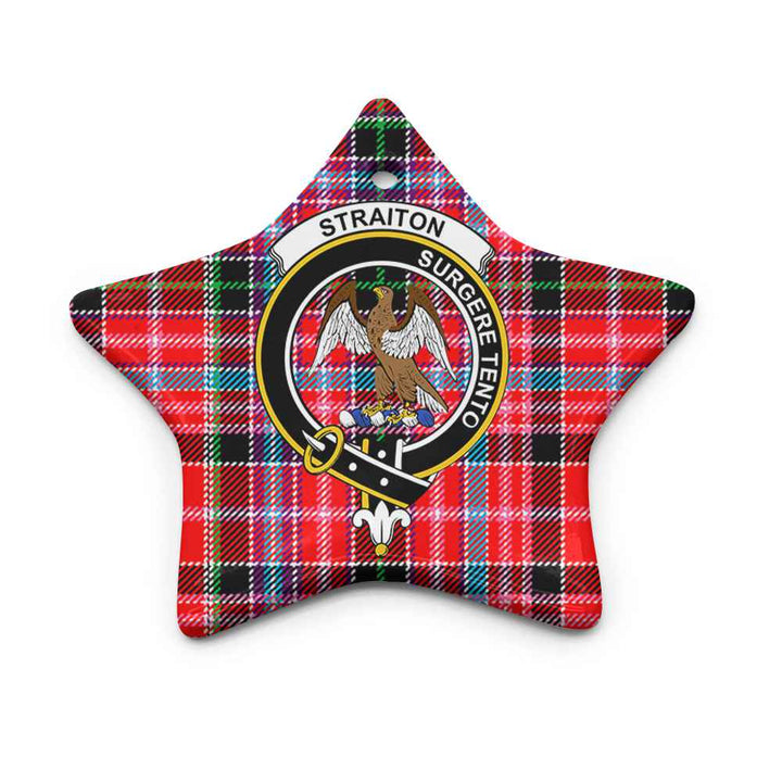 Scottish Straiton Clan Crest Tartan Ceramic Ornament Star Shape Tartan Plaid