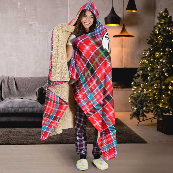 Scottish Straiton Clan Crest Tartan Hooded Blanket Tartan Plaid 6