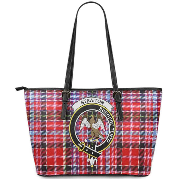 Scottish Straiton Clan Crest Tartan Leather Tote Tartan Plaid