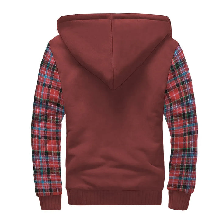 Scottish Straiton Clan Crest Tartan Plaid Sleeve Sherpa Hoodie