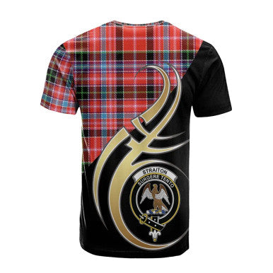 Scottish Straiton Clan Crest Tartan T-Shirt Believe in Me Back Side Tartan Plaid