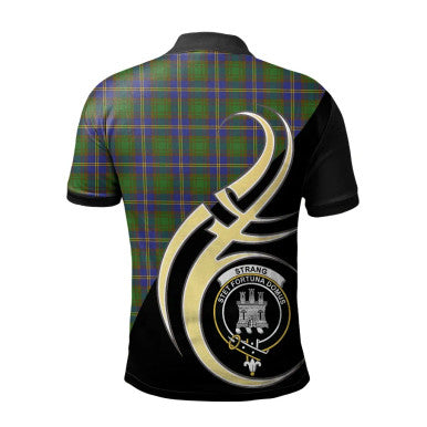 Scottish Strange of Balkaskie Clan Crest Tartan Polo Shirt Believe in Me Back Side Tartan Plaid