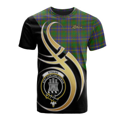 Scottish Strange of Balkaskie Clan Crest Tartan T-Shirt Believe in Me Front Side Tartan Plaid