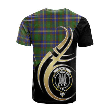 Scottish Strange of Balkaskie Clan Crest Tartan T-Shirt Believe in Me Back Side Tartan Plaid