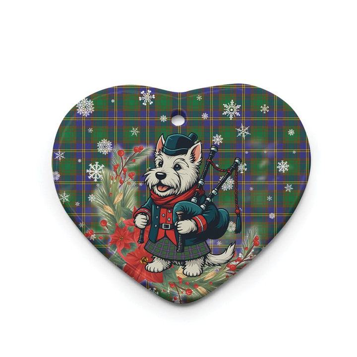 Scottish Strange of Balkaskie Clan Tartan Ceramic Ornament Cute Scottish Terrier Dog Heart Style Tartan Plaid