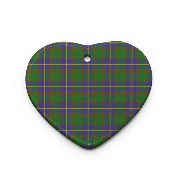 Scottish Strange of Balkaskie Clan Tartan Ceramic Ornament Heart Shape Tartan Plaid