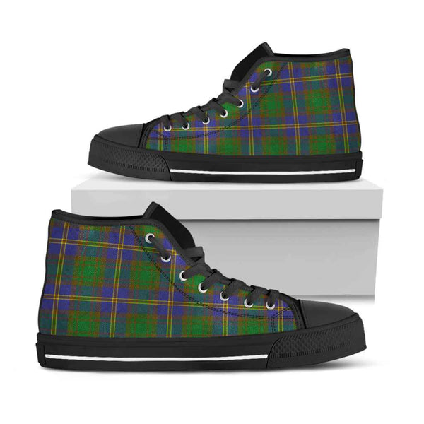 Scottish Strange of Balkaskie Clan Tartan High Top Shoes Black Sole Tartan Plaid