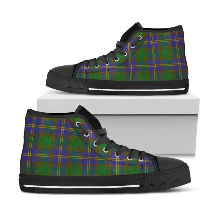 Scottish Strange of Balkaskie Clan Tartan High Top Shoes Black Sole Tartan Plaid