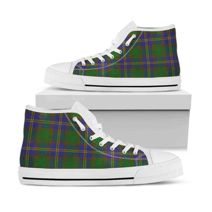 Scottish Strange of Balkaskie Clan Tartan High Top Shoes White Sole Tartan Plaid