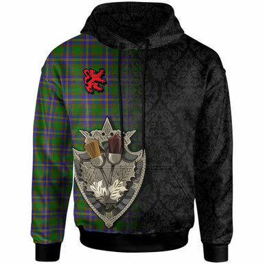 Scottish Strange of Balkaskie Clan Tartan Hoodie - Half Thistle Flowers Celtic Design Front Side Tartan Plaid