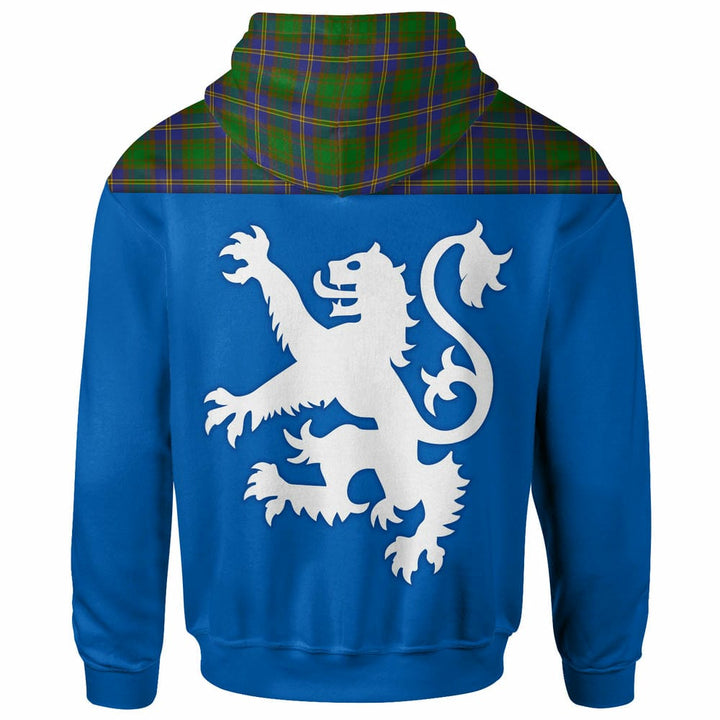 Scottish Strange of Balkaskie Clan Tartan Hoodie - Lion Rampant of Scotland With Flag back Side Tartan Plaid