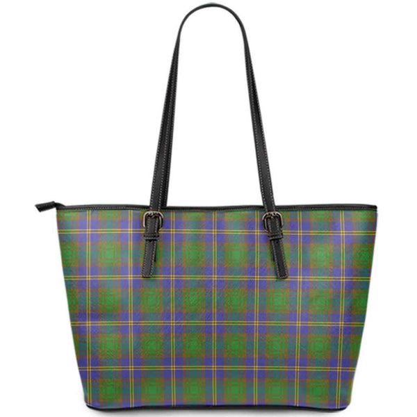 Scottish Strange of Balkaskie Clan Tartan Leather Tote Tartan Plaid