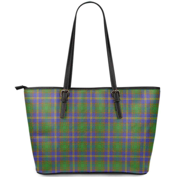 Scottish Strange of Balkaskie Clan Tartan Leather Tote Tartan Plaid