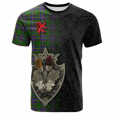 Scottish Strange of Balkaskie Clan Tartan T-Shirt - Half Thistle Flowers Celtic Design Front Side Tartan Plaid