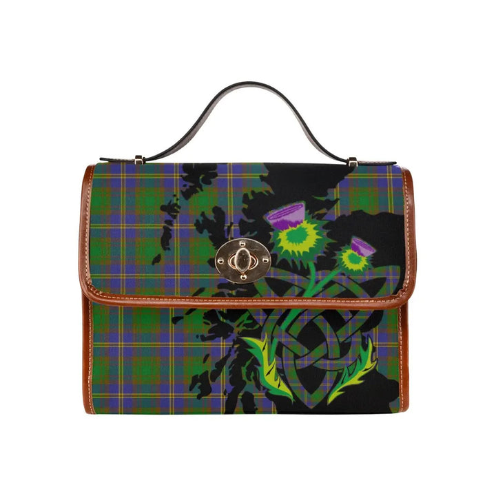Scottish Strange of Balkaskie Clan Tartan Waterproof Canvas Bag With Thistle Tartan Plaid 1