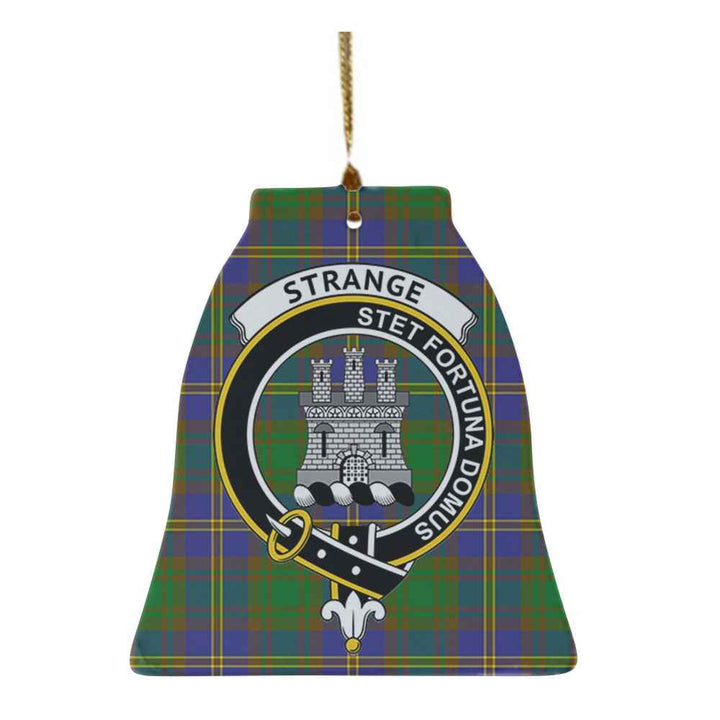 Scottish Strange (or Strang) Clan Crest Tartan Ceramic Ornament Bell Shape Tartan Plaid